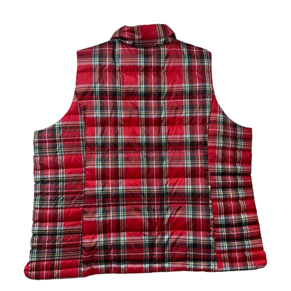 Lands' End Red plaid down Puffer Vest 600 fill power womens 2X cabincore winter - Picture 2 of 11